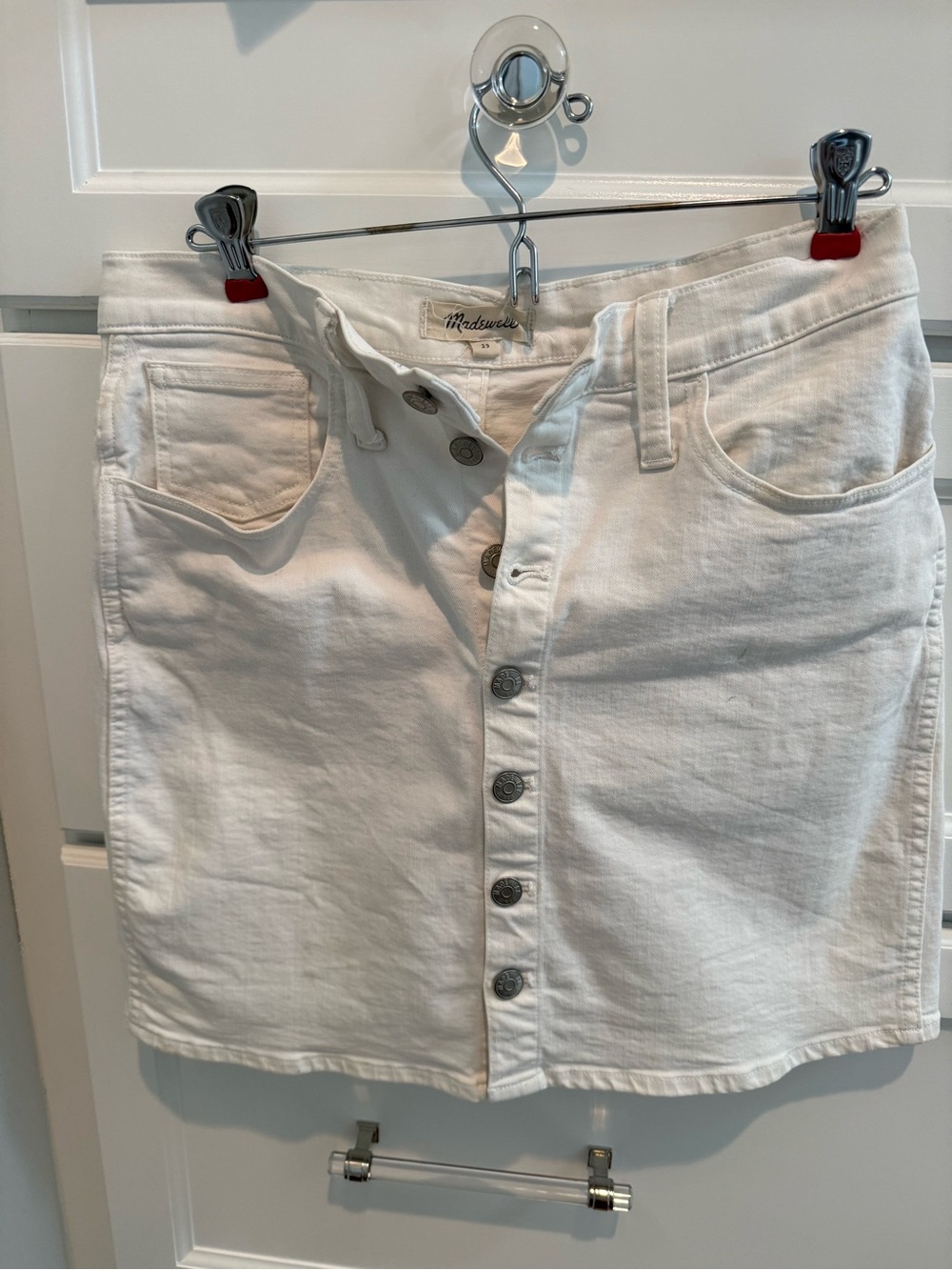 Madewell White Button-Front Denim Skirt